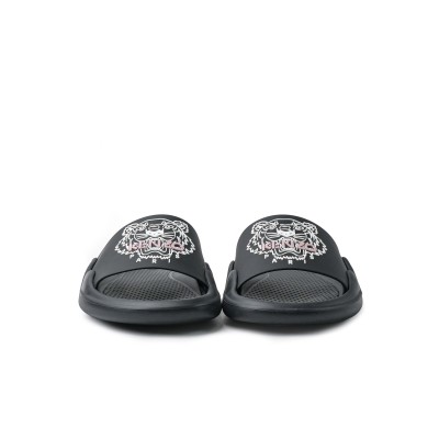 Tiger Pool Slide Sandal Black Logo Pink White