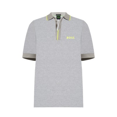 Polo Paddy 3334 Light Grey  Stripe Logo Yellow