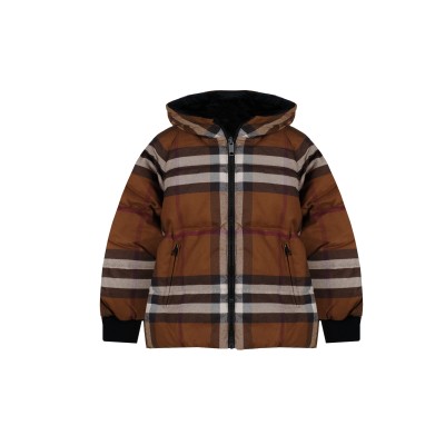 Kids Rainer Jacket Reversible Check Puffer Birch Brown