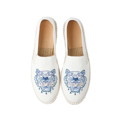 Tiger Espadrilles Elastic White Logo Silver