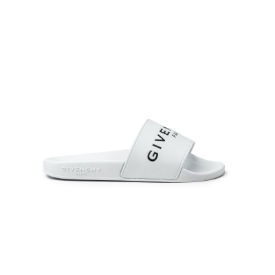 Kids Slide Sandals Rubber White With Logo Black