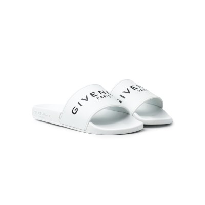 Kids Slide Sandals Rubber White With Logo Black