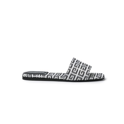 Flat sandals in 4G jacquard Black White