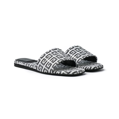 Flat sandals in 4G jacquard Black White