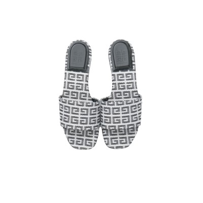 Flat sandals in 4G jacquard Black White