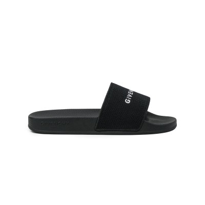 Slide Sandals Rubber Black With Logo White