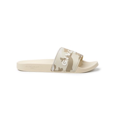 Slide Sandals Rubber Beige Brown