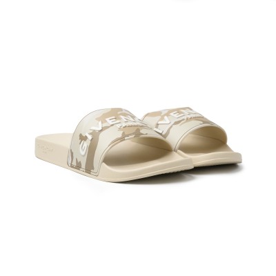 Slide Sandals Rubber Beige Brown