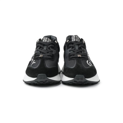 Giv Runner Logo Print Sneakers Black White