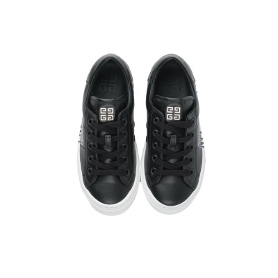 Kids Sneakers Leather Black With Contrasting Logo