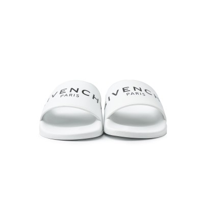 Kids Slide Sandals Rubber White With Logo Black