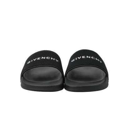 Slide Sandals Rubber Black With Logo White