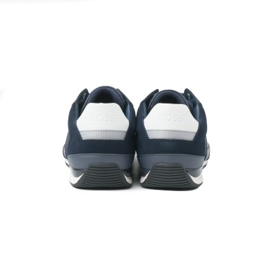 Saturn Low Top Sneakers in Dark Blue with White Logo