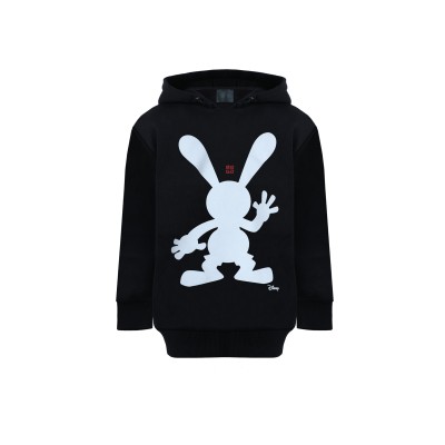 Kids Hoodie Oswald Disney Black With Logo White