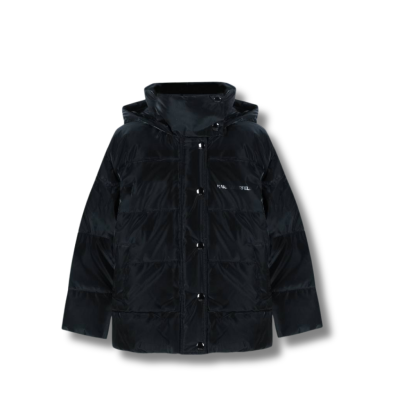 Kids Padded Jacket Black Logo White