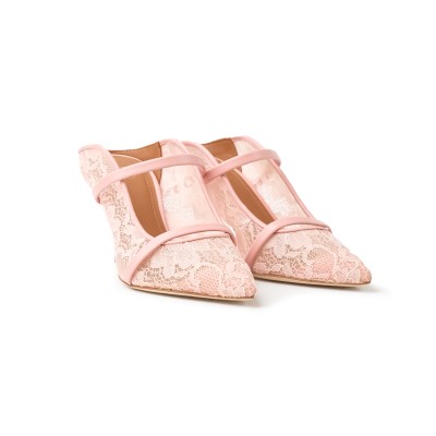 Maureen Mules Heel 7cm Lace Pink/Rose