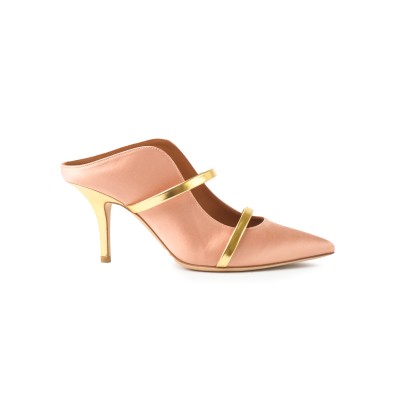 Maureen Mules Heel 7cm Blush Satin/Gold