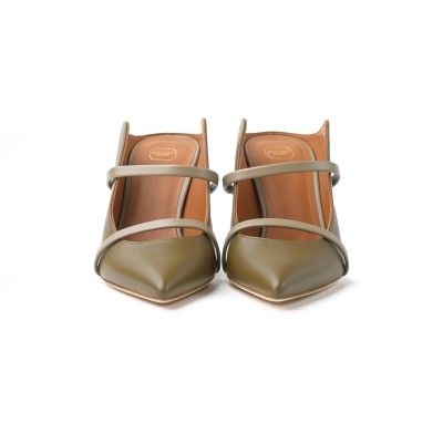 Maureen Mules Heel 7cm Leather Truffle/Khaki