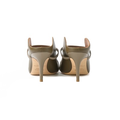 Maureen Mules Heel 7cm Leather Truffle/Khaki