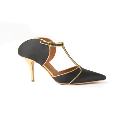 Imogen Heel 7cm Black Gold Satin