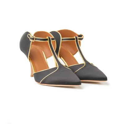 Imogen Heel 7cm Black Gold Satin