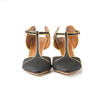 Imogen Heel 7cm Black Gold Satin