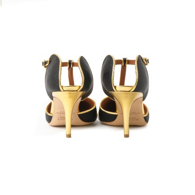 Imogen Heel 7cm Black Gold Satin