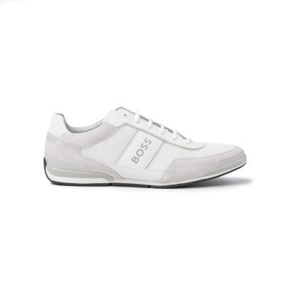 Saturn Low Top Sneakers in White with Silver Logo