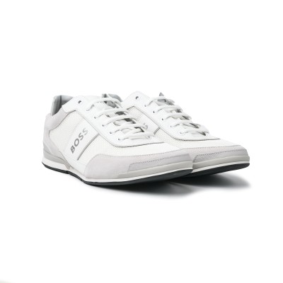 Saturn Low Top Sneakers in White with Silver Logo