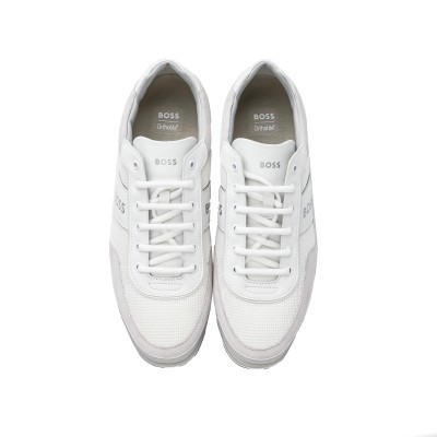 Saturn Low Top Sneakers in White with Silver Logo