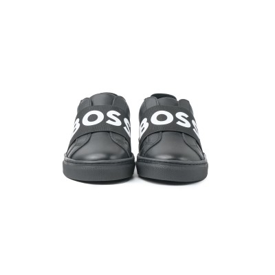 Kids Sneakers Black Logo Band White