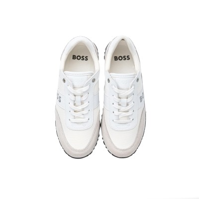 Kids Sneakers Trainers Mixed With Contrast Logo White Silver