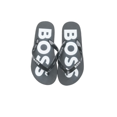 Kids Flip Flops With Logo Strap Black Brown