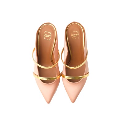 Maureen Mules Heel 7cm Blush Satin/Gold