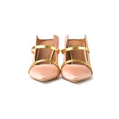 Maureen Mules Heel 7cm Blush Satin/Gold