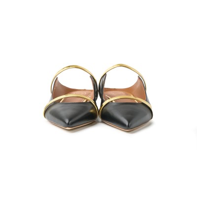 Maureen Flat Mules Leather Black Gold