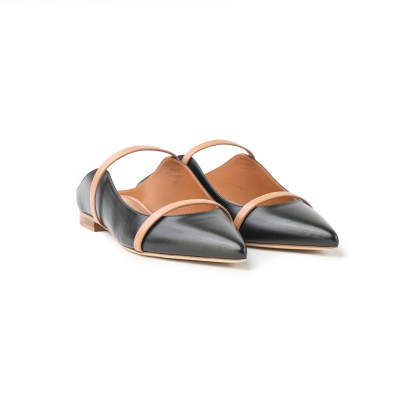 Maureen Flat Mules Leather Black Nude