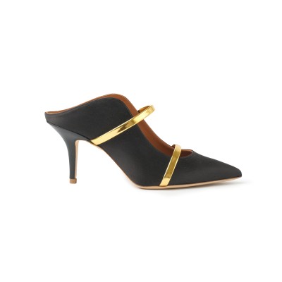 Maureen Heel 7cm Black Gold Satin