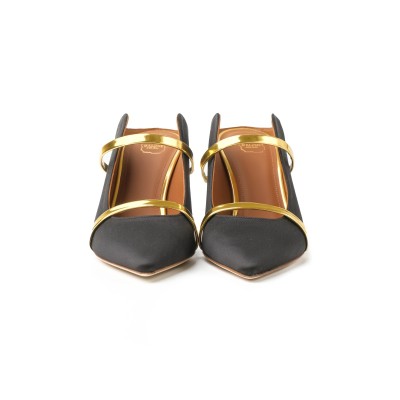 Maureen Heel 7cm Black Gold Satin