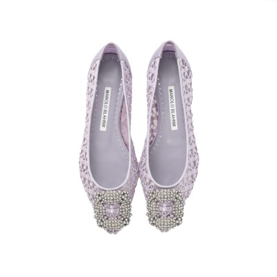 Hangisi Flat Lilac Lace Pearl Buckle