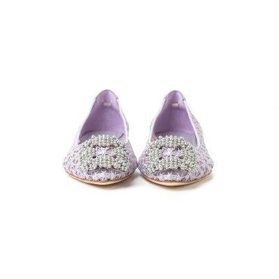 Hangisi Flat Lilac Lace Pearl Buckle