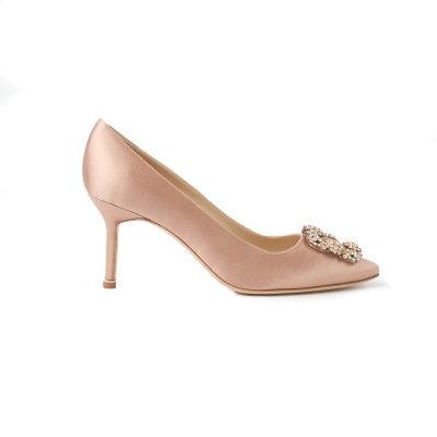 Hangisi Pumps 7cm Satin in Mnud With Lsmor Crystal Buckle