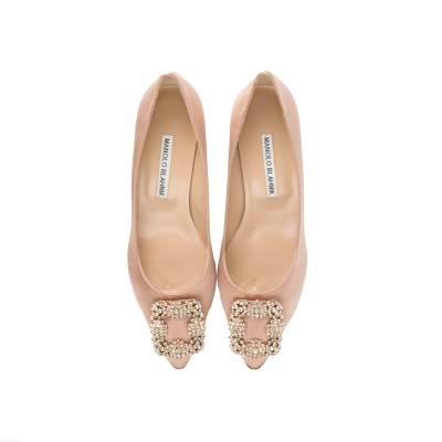 Hangisi Pumps 7cm Satin in Mnud With Lsmor Crystal Buckle