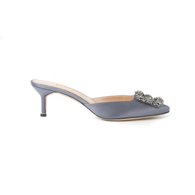 Hangisi Mules 5cm Navy Grey With FMC Crystal Buckle