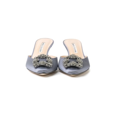 Hangisi Mules 5cm Navy Grey With FMC Crystal Buckle