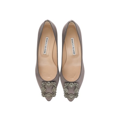 Hangisi Pumps 5cm Satin in DGrey With FMC Crystal Buckle