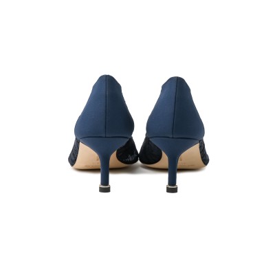 Hangisi 5cm Navy Lace Jewel Buckle Pumps