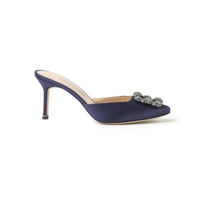 Hangisi Mules 7cm Navy Jewel Buckle