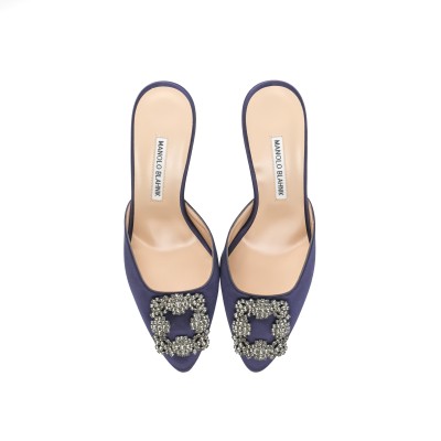 Hangisi Mules 7cm Navy Jewel Buckle