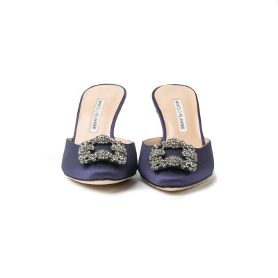 Hangisi Mules 7cm Navy Jewel Buckle